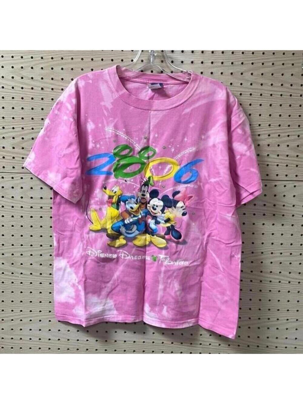 bleach dyed 2006 Disney graphic, short sleeve T-shirt characters